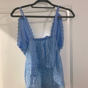 Deep V shirt in baby blue